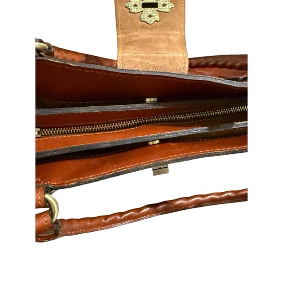 Patricia Nash Rosina Tooled Leather Satchel Tan Brown - Picture 8 of 16